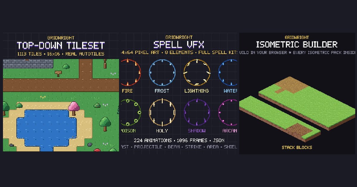 Gridwright pack artwork for Can I Use Bought Game Assets in a Commercial Game? A Plain Licence Guide